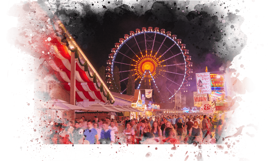 Gäubodenvolksfest Straubing - Riesenrad im Hintergrund